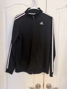 Adidas Black Track Jacket with White Stripes